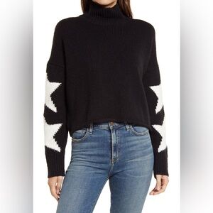 NWT Lou & Grey Women’s Oversized+Cropped Black & White Star Sweater~Medium ~$78